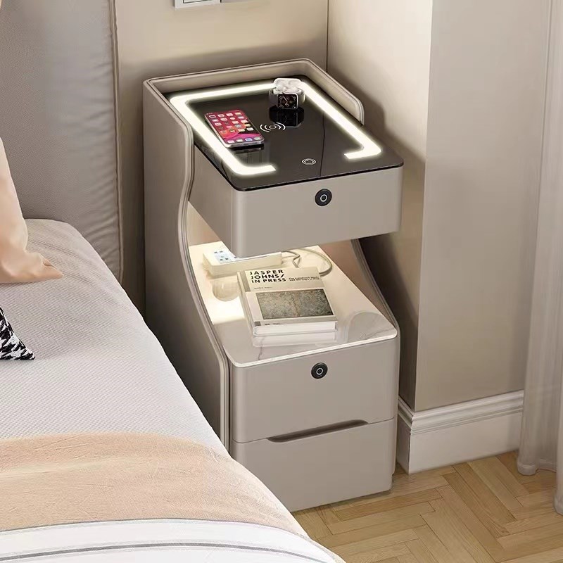 2025新款夹缝床头柜奶油风迷你小型实木30cm家用卧室床边柜超窄