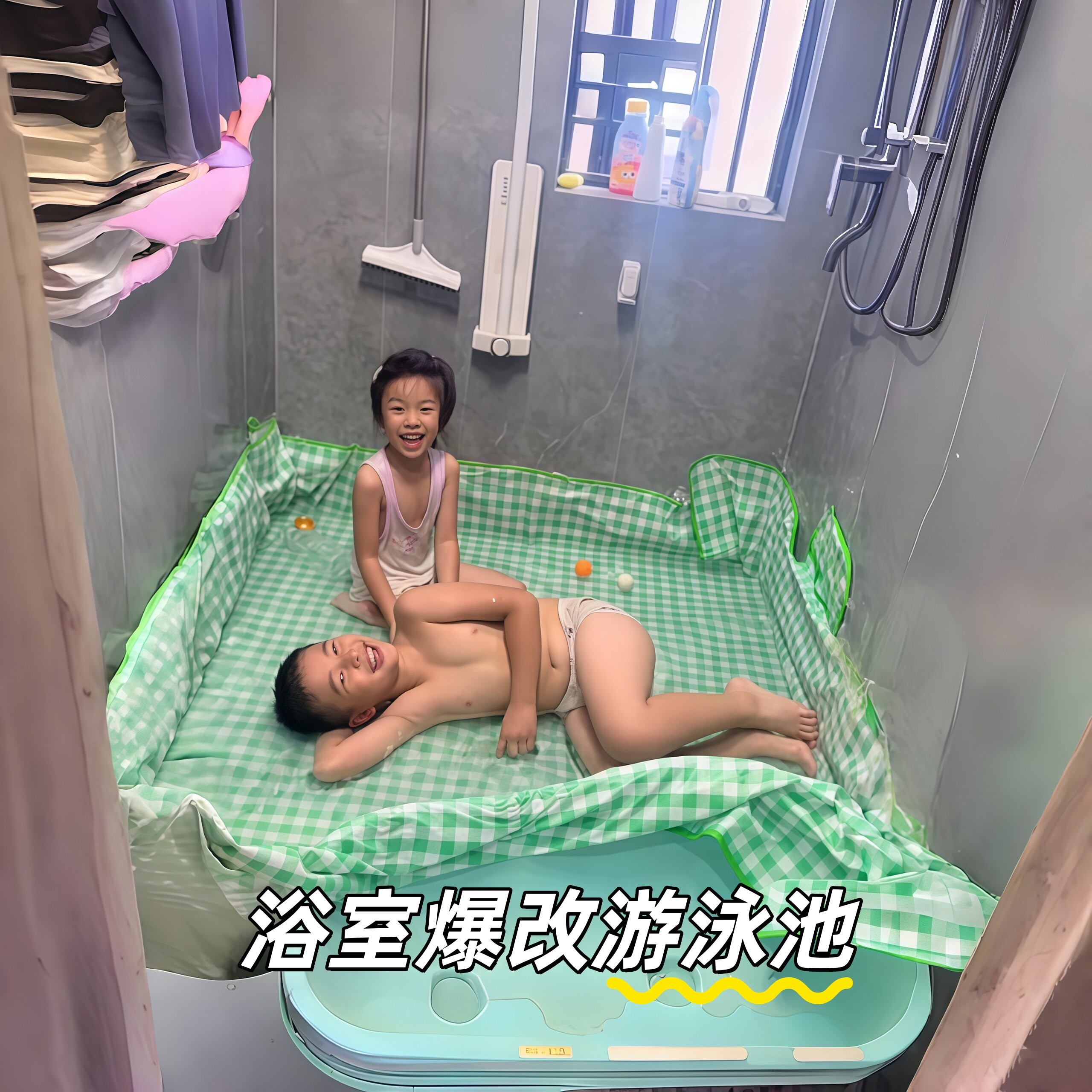 小小的浴室装下小朋友全部的快乐