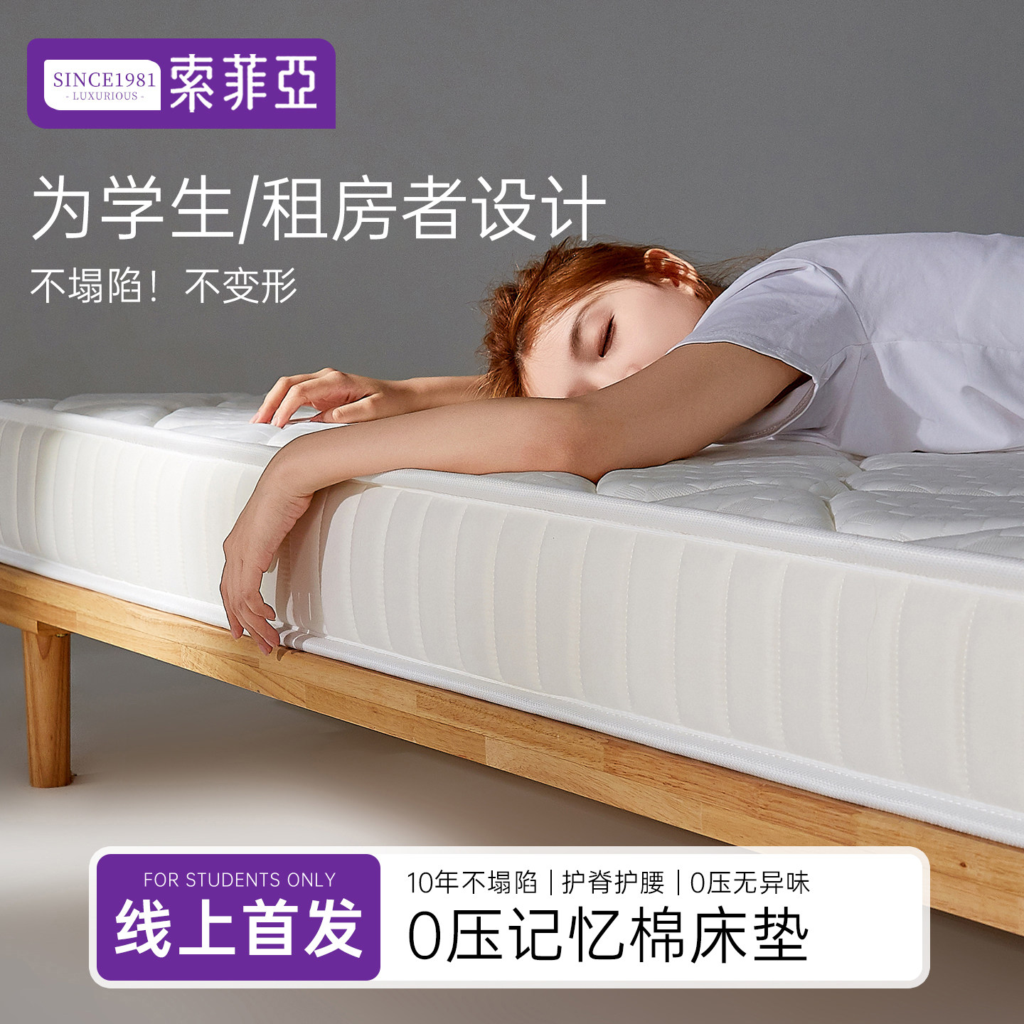 床垫家用卧室软垫记忆棉床褥垫单人薄款海绵垫子租房专用学生宿舍