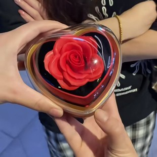 玫瑰花爱心翻转戒指盒创意首饰盒礼盒情人节新年惊喜礼物送女朋友