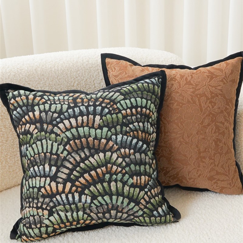 覆古绿色抱枕法式中古风沙发客厅靠枕轻奢高级感靠垫套酒店靠背垫