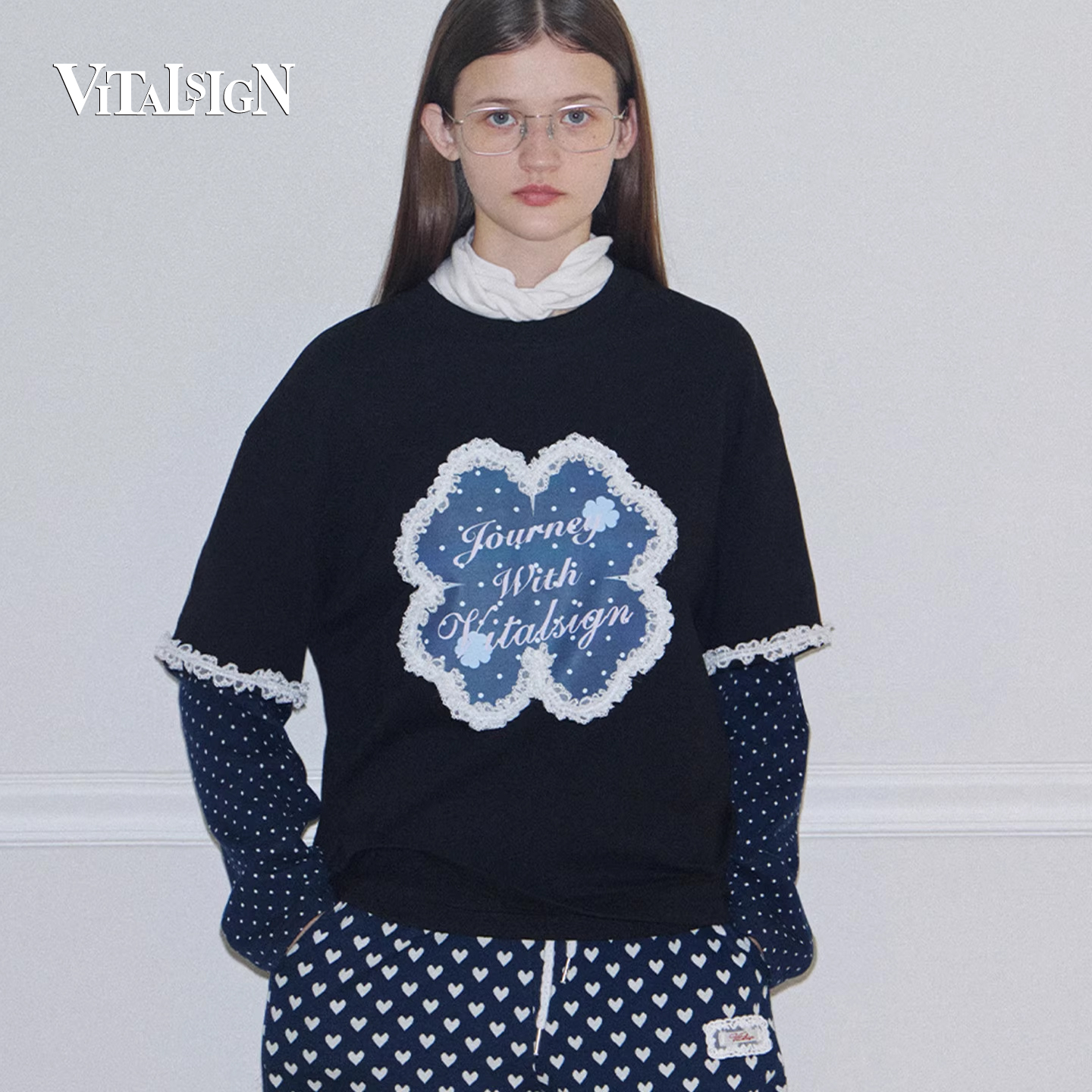 VitalSign蕾丝花边长袖女款T恤