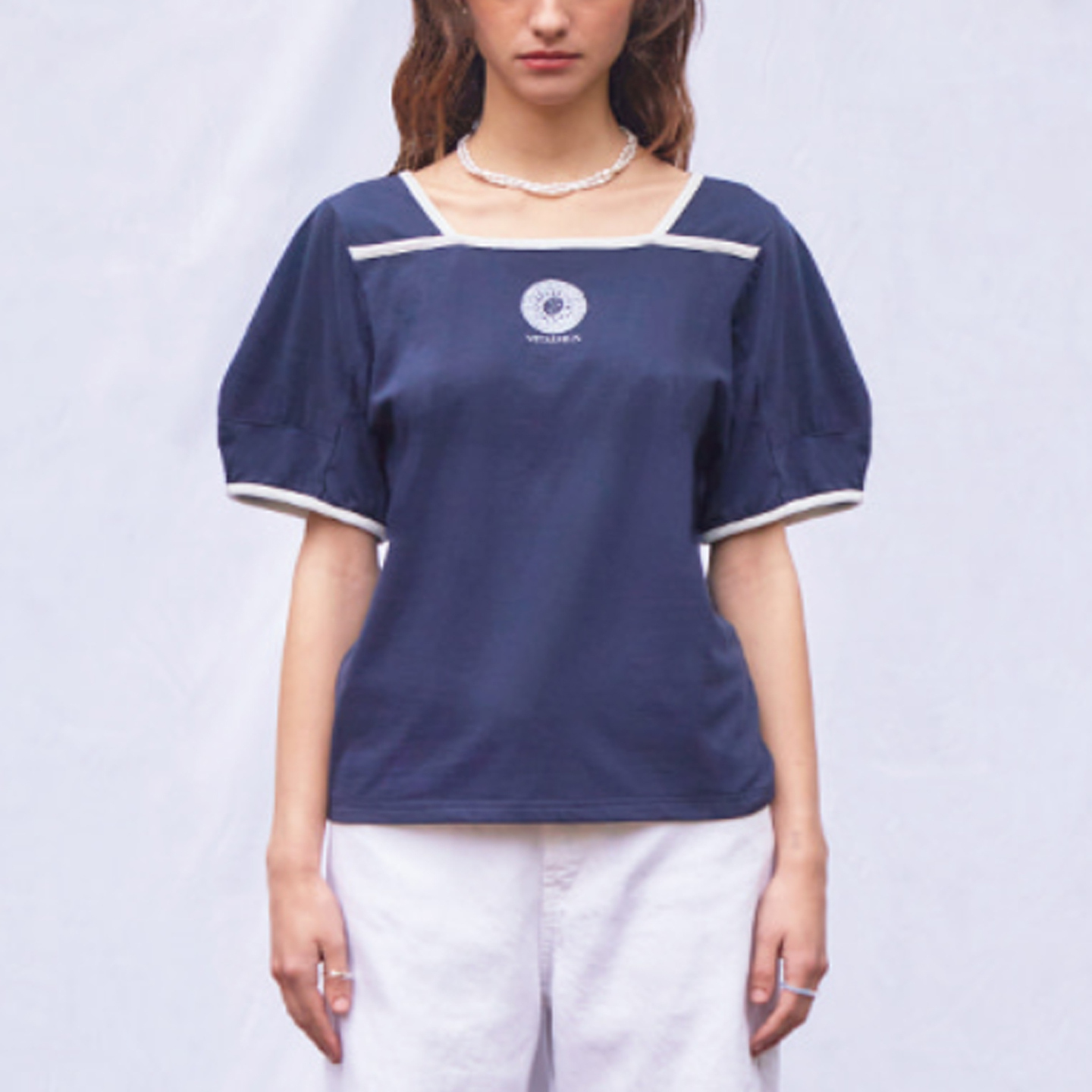 VitalSign向日葵滚边泡泡袖T恤夏季简约小众设计感短袖