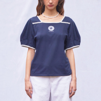 VitalSign向日葵滚边泡泡袖T恤夏季简约小众设计感短袖