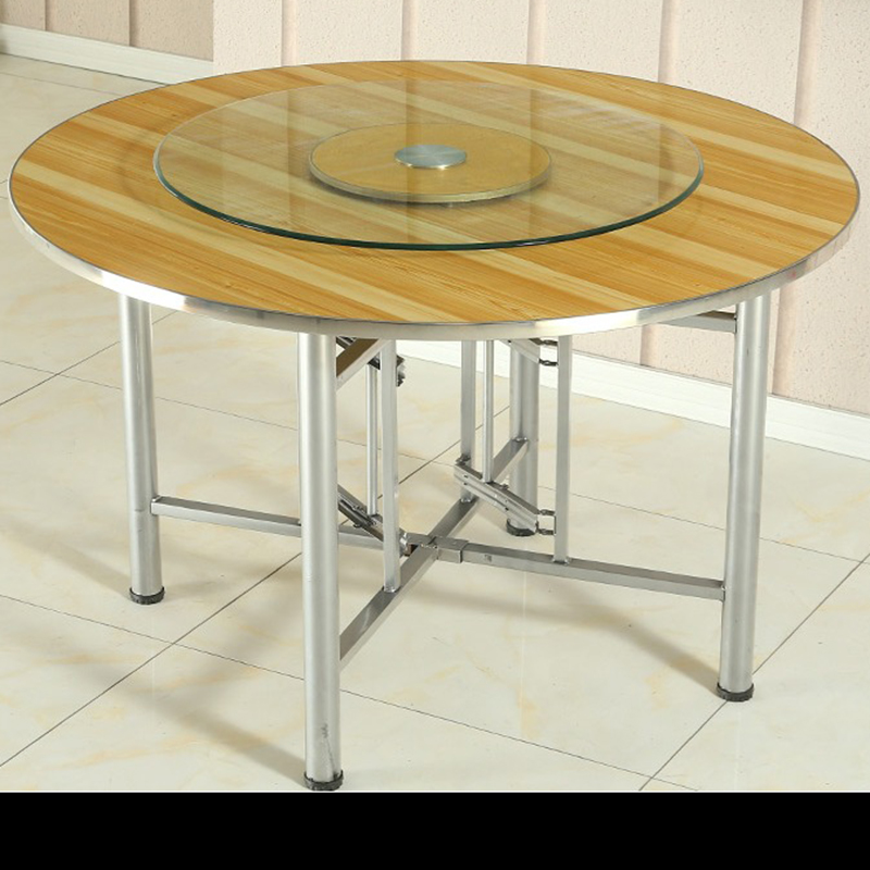 大圆桌圆桌面可带玻璃转盘折叠桌架餐桌食堂饭桌乡村家用酒店桌子