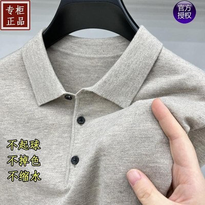 薄款春秋精纺羊毛衫男上衣针织打底衫男款毛衣男士T恤长袖Polo衫