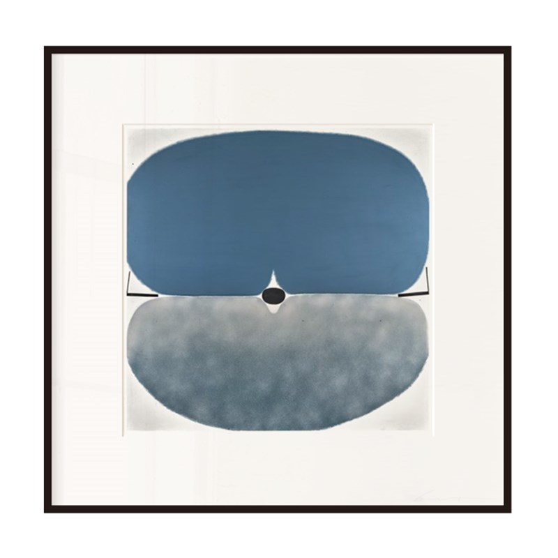 丘山生活日式色块抽象艺术装饰画民宿挂画蓝色宁静文艺宅寂原木风图片