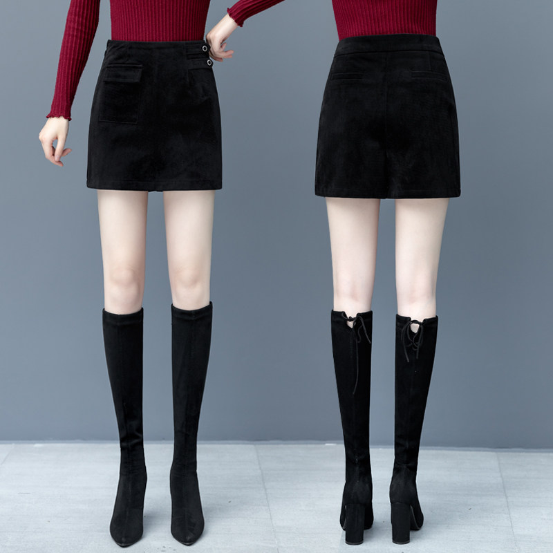 短裤女秋冬2020新款外穿宽松显瘦半身裙百搭假两件高腰包臀裙裤女