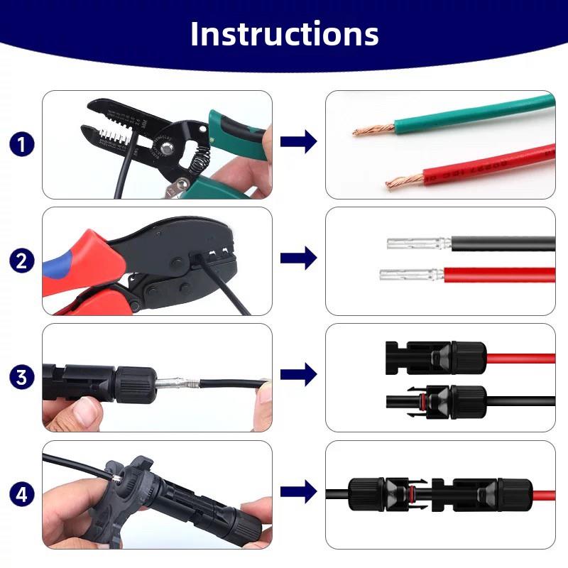 Mc4专用压接钳冷压接钳连接器端子接线夹太阳能光伏线紧钳套装