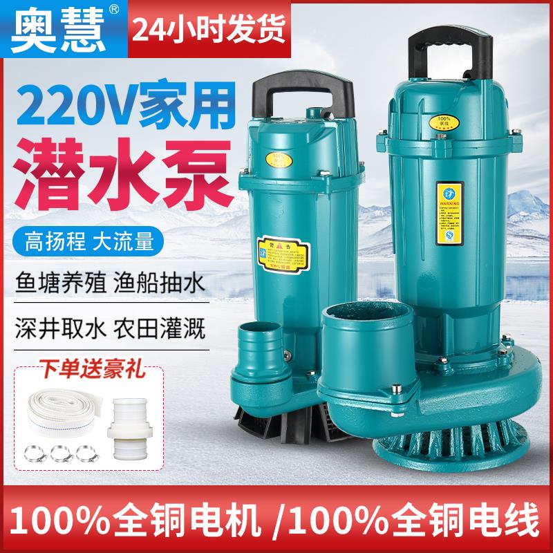 潜水泵220v高扬程大流量1寸2寸3寸4寸家农用灌溉抽水泵380v抽水机