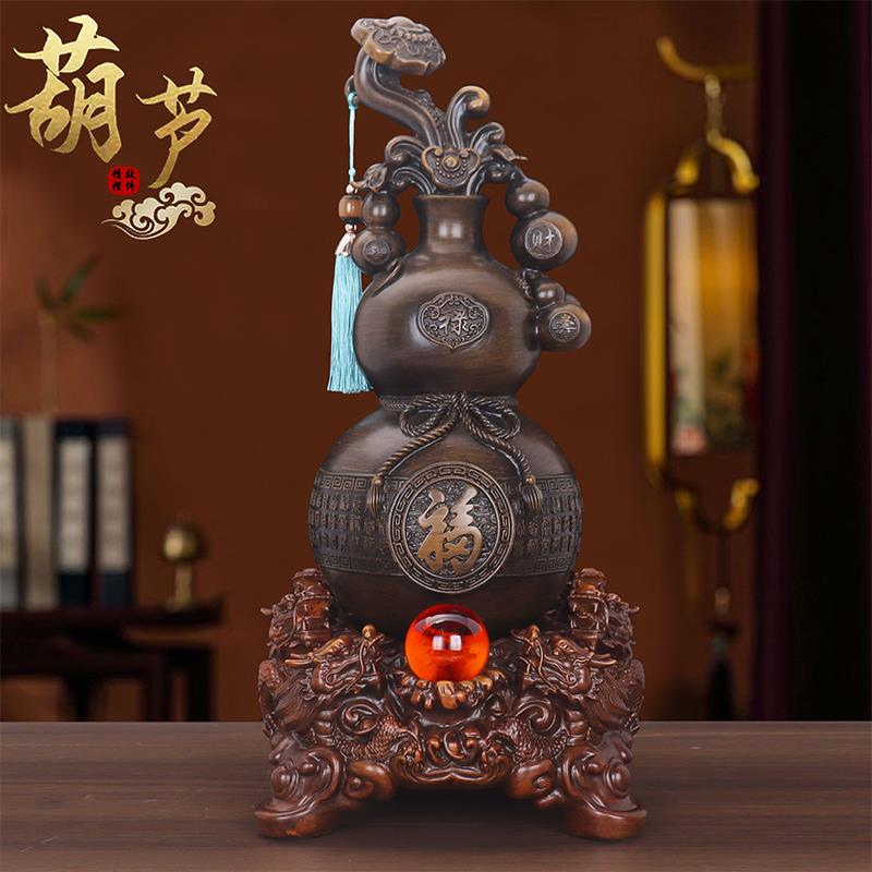 招财龙葫芦摆件水晶球纳福镇宅家居客厅酒柜玄关办公开业乔迁装饰