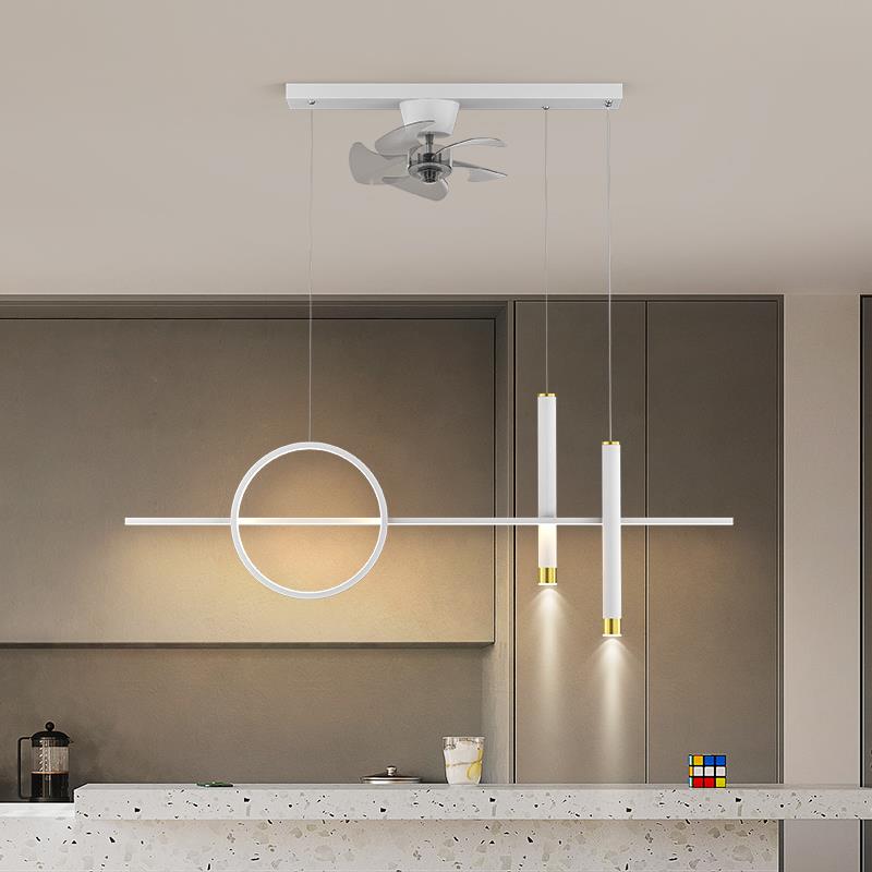 餐厅吊灯现代简约家用2023年新款广东中山灯具摇头款风扇灯饭厅灯