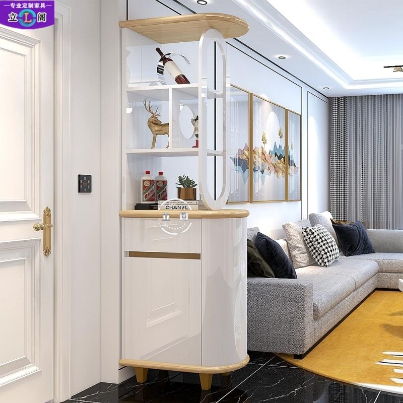 轻奢客厅隔断柜玄关柜鞋柜一体简约现代进门屏风装饰入户间厅酒柜
