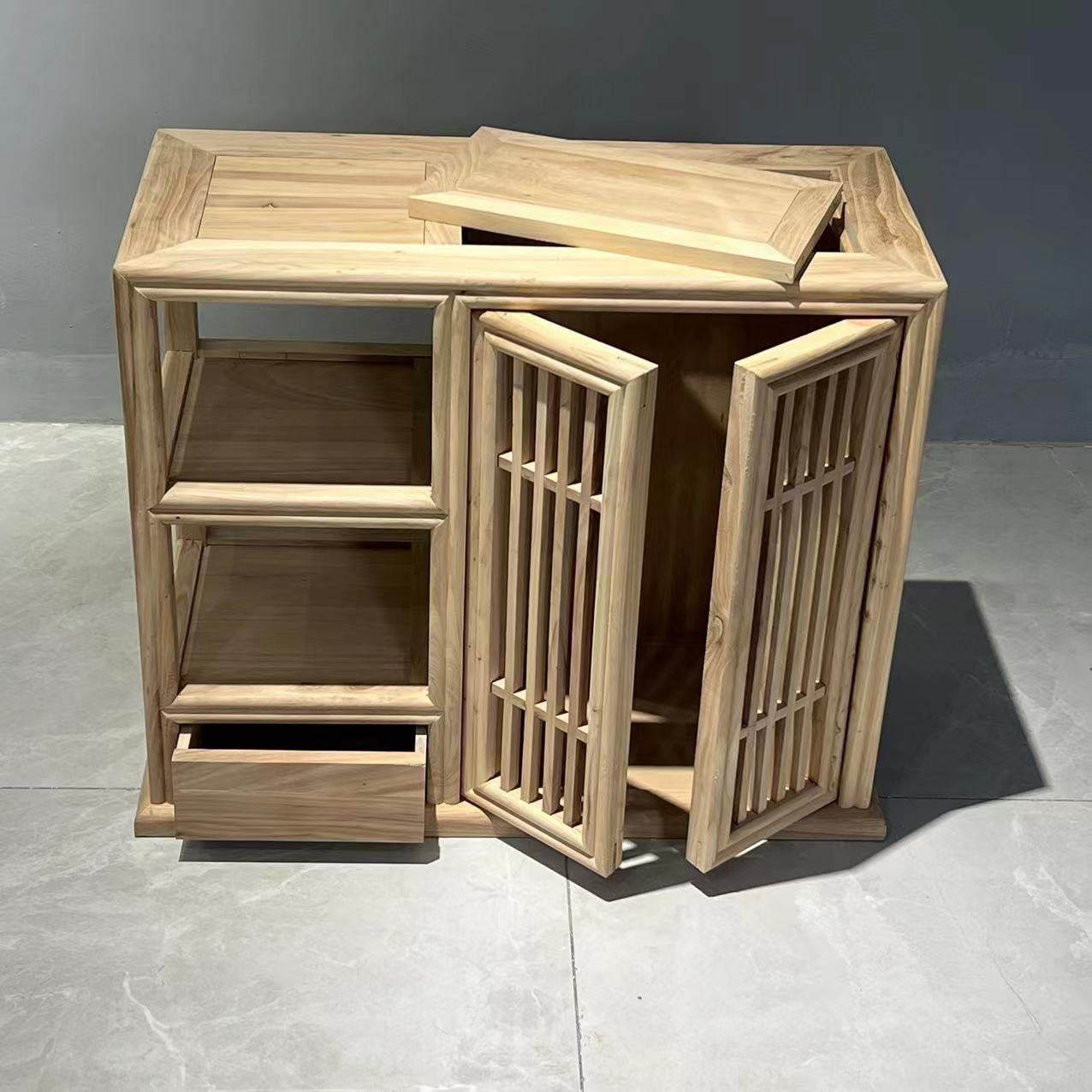 新中式实木茶水柜下置水桶老榆木家用客厅办公室烧水柜茶台储物柜,住宅家具,餐边柜,淘宝优惠券,粉丝福利购,淘宝优惠卷