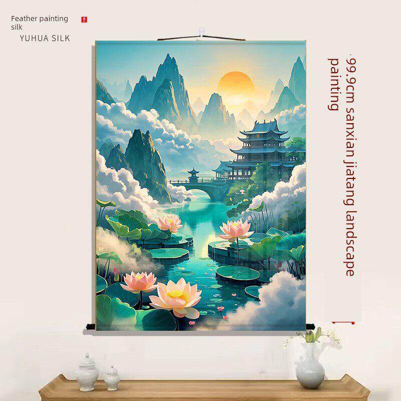 仙纪堂单背景仙境山水画财富壁画挂图山水画新风格