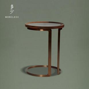 多少 七闲边几 新中式客厅玻璃黑胡桃木现代简约实木家具边几实木