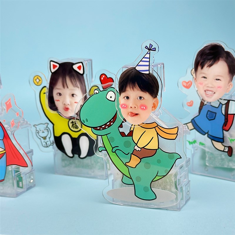 桌面立牌摇摇乐亚克力自动摇头摆件宝宝小人定制摇头晃脑diy可爱