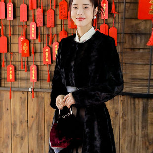 复古日记“暮夜”原色！中长款钻石花刀进口貂外套大衣24HD068