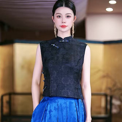 复古日记新中式桑蚕丝无袖上衣2FECS680