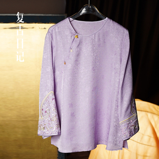 复古日记新中式 上衣2FEC668 桑蚕丝国风女装