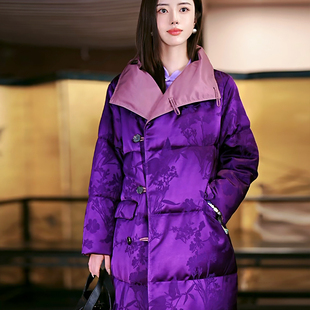 复古日记“木槿花”双面穿长款中式提花鹅绒服羽绒外套24HR419