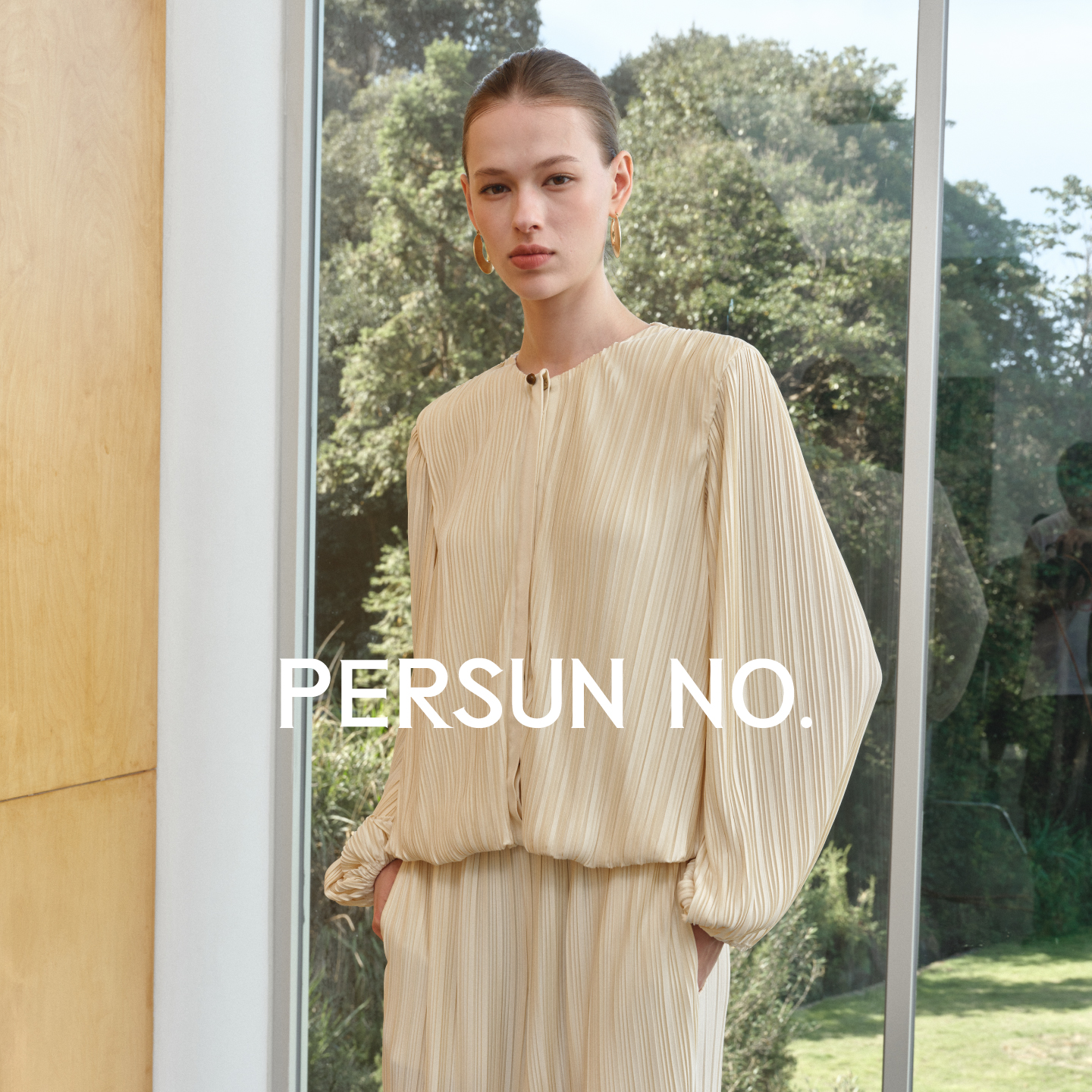 法式简约打条褶皱上衣裤子套装