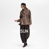 廓形气球裤 PERSUN NO.深咖秋冬加厚几何风格 PDF6K136