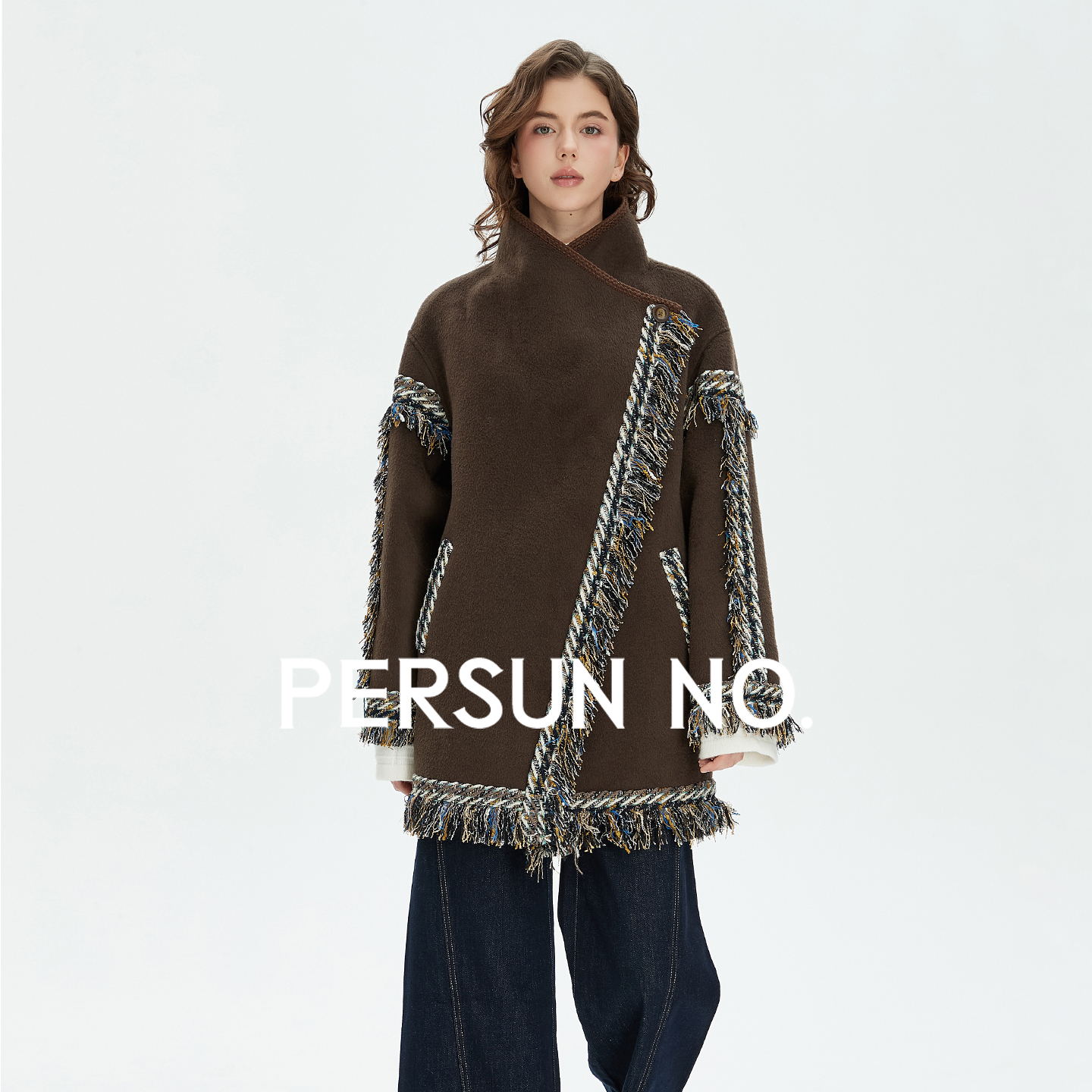 流苏手工拉毛双面尼羊毛大衣