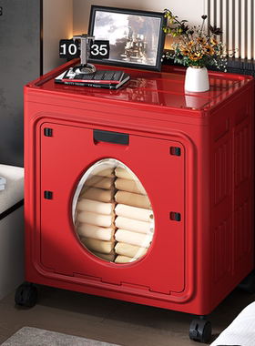 可折叠收纳箱家用卧室带轮衣服收纳柜特大号翻盖双开门被子储物箱