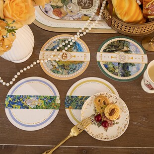 梵高油画复古防水防油西餐垫家用餐桌垫万能通用酒店餐厅免洗杯垫