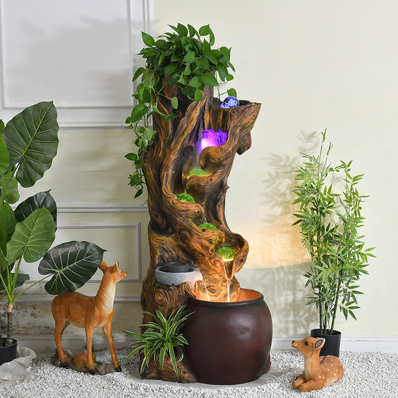 新中式禅意景观流水摆件循环水喷泉客厅花园阳台落地木桩装饰水景,家居饰品,流水摆件,淘宝优惠券,粉丝福利购,淘宝优惠卷