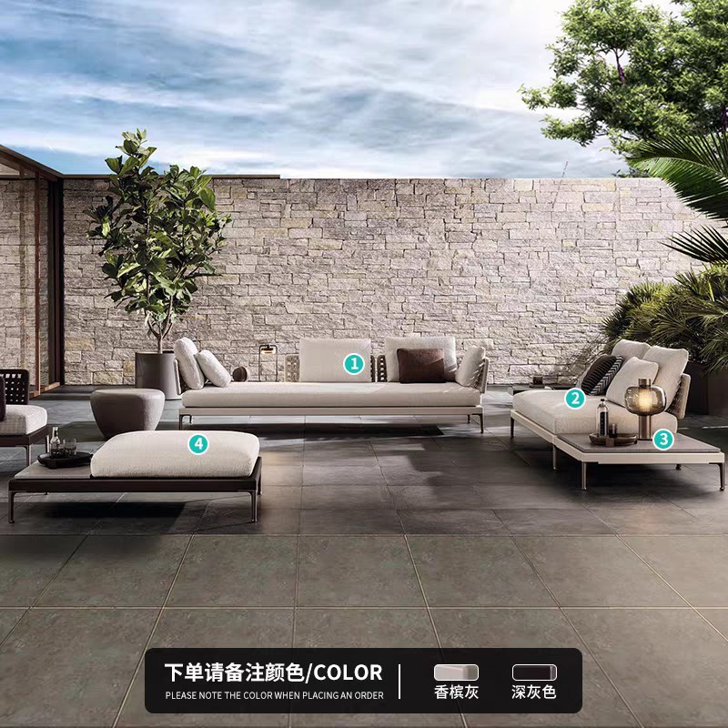 高端意式轻奢意大利设计师创意客厅庭院阳台别墅酒店组合网格沙发