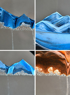 创意解压3D立体流沙画沙漏摆件动态玻璃圆形山水艺术家居装饰礼物