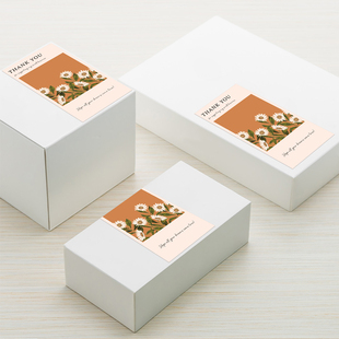 50贴 封口贴标签 包绿叶长方形谢谢贴纸礼盒密封贴小清新贴画包装