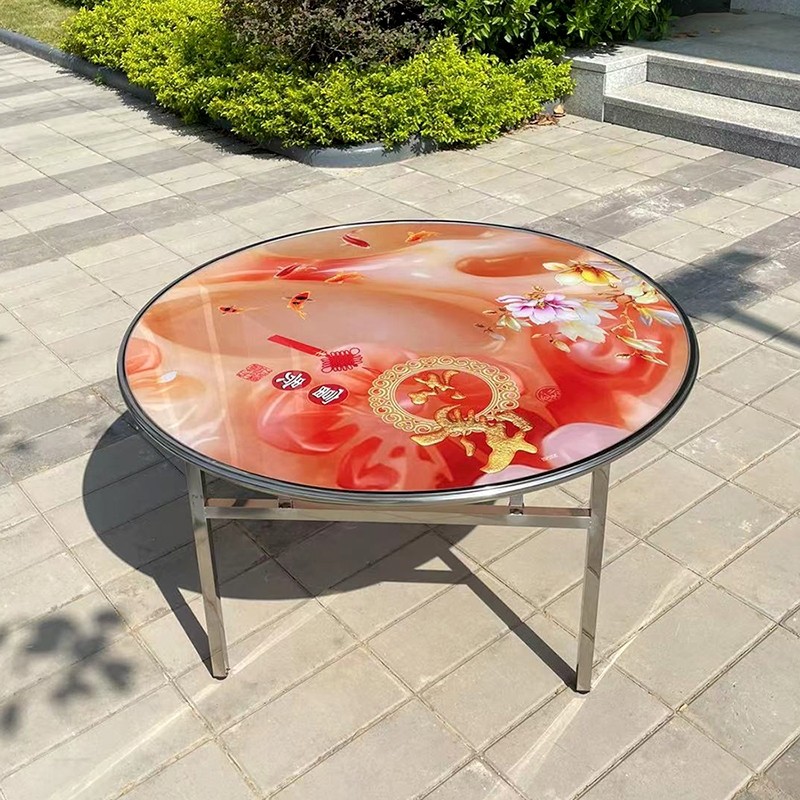不锈钢折叠圆桌家用饭桌彩色钢化玻璃面带转盘酒席喜庆饭店大餐桌,住宅家具,不锈钢/PVC餐桌,淘宝优惠券,粉丝福利购,淘宝优惠卷