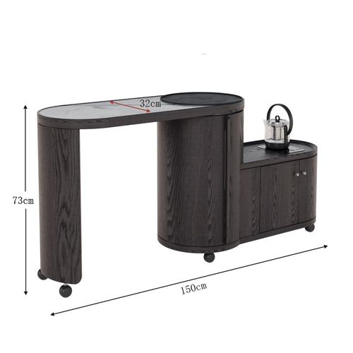 茶台可伸缩移动旋转大理石实木茶桌茶车烧水壶一体全自动上水