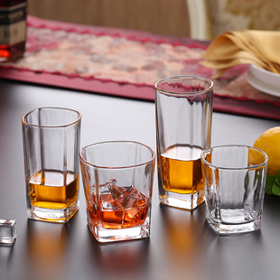 啤酒杯酒吧整箱KTV八角杯家用啤酒杯威士忌杯加厚 钢化玻璃杯