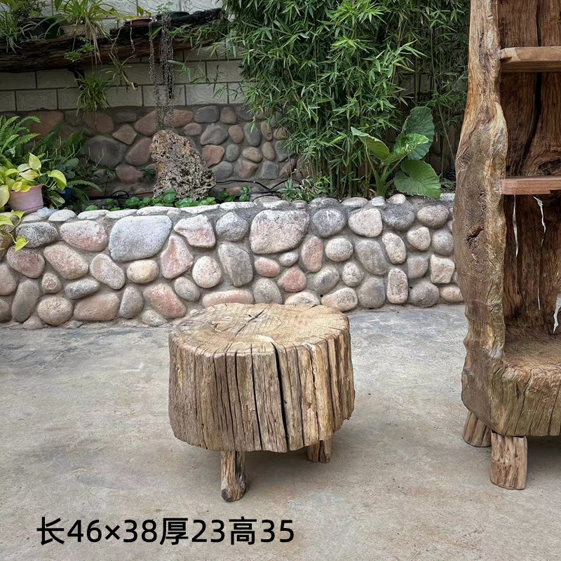 老木头风化木凳子茶几摆件朽木枯木摆件侘寂风装饰原木风树桩凳子