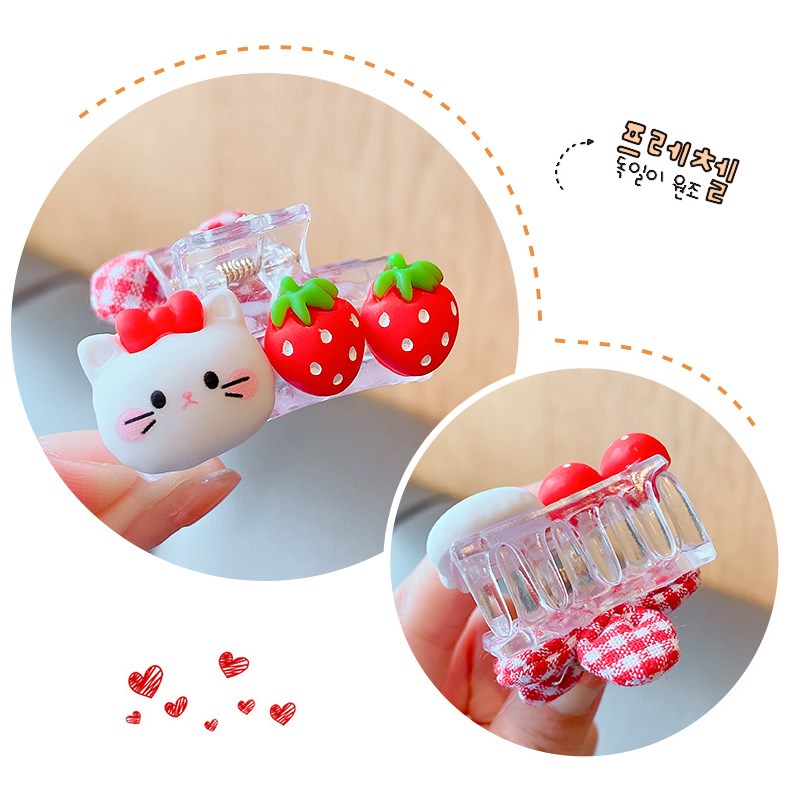 3个装~儿童夏季小抓夹韩国蝴蝶结发夹女新款刘海发卡侧边公主头饰