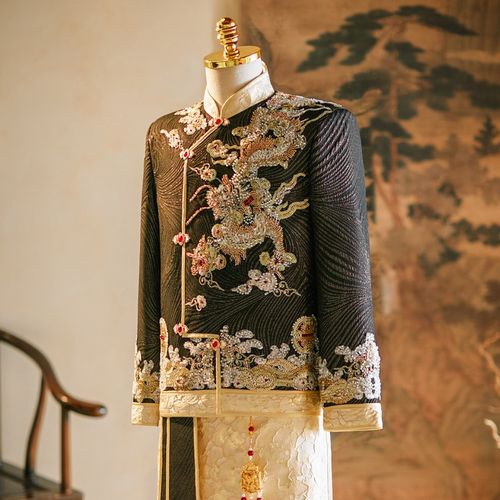 男士秀禾服新郎2024新款中式结婚礼服唐装龙凤褂大码接亲婚服秀和