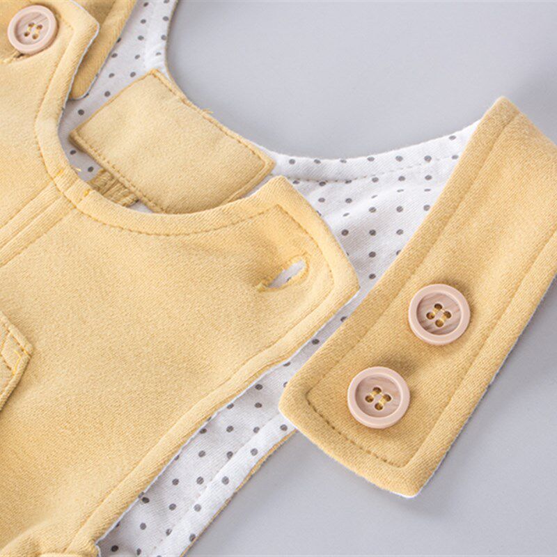 儿童宝宝背带裤纯棉双层春秋可开裆男女婴儿连体裤外穿1-3岁2宽松