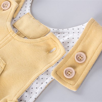 儿童宝宝背带裤纯棉双层春秋可开裆男女婴儿连体裤外穿1-3岁2宽松