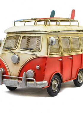 复古怀旧巴士模型创意老爷车纸抽盒桌面摆件家居软装饰车模纸巾盒