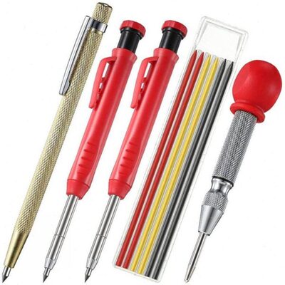 2pcs Carpenter Pencils Set With 6pcs Refills Marker Marking