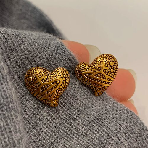 欧美复古爱心土星耳钉女