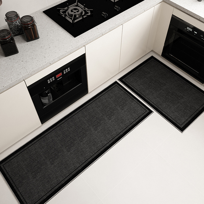 黑灰色硅藻泥厨房专用地垫长条形耐脏厨房地毯吸水脚垫家用防滑垫