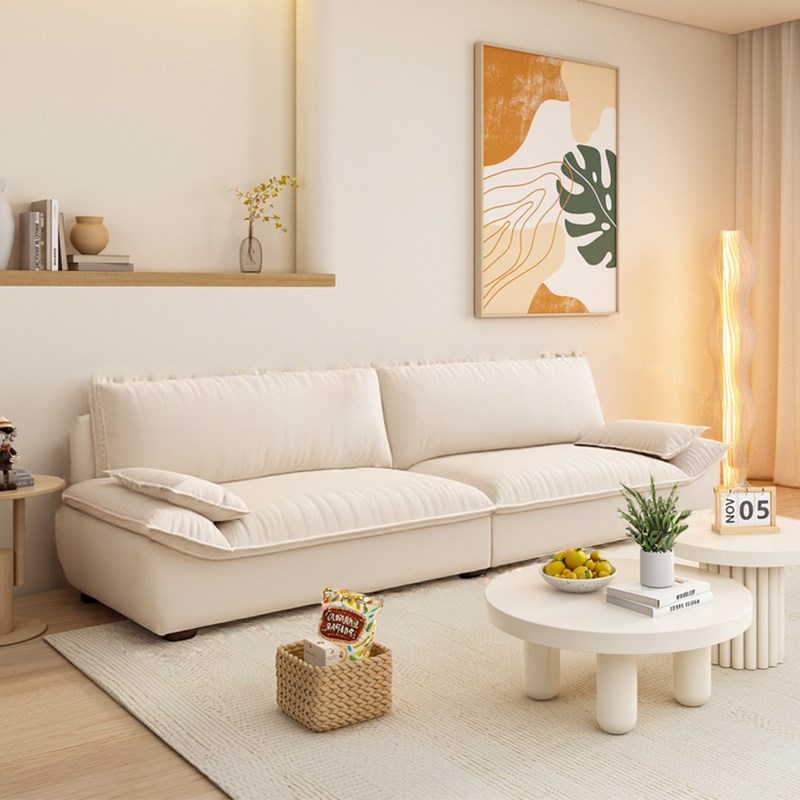意式极简布艺沙发客厅2025新款小户型简约奶油风三人直排帆船沙发