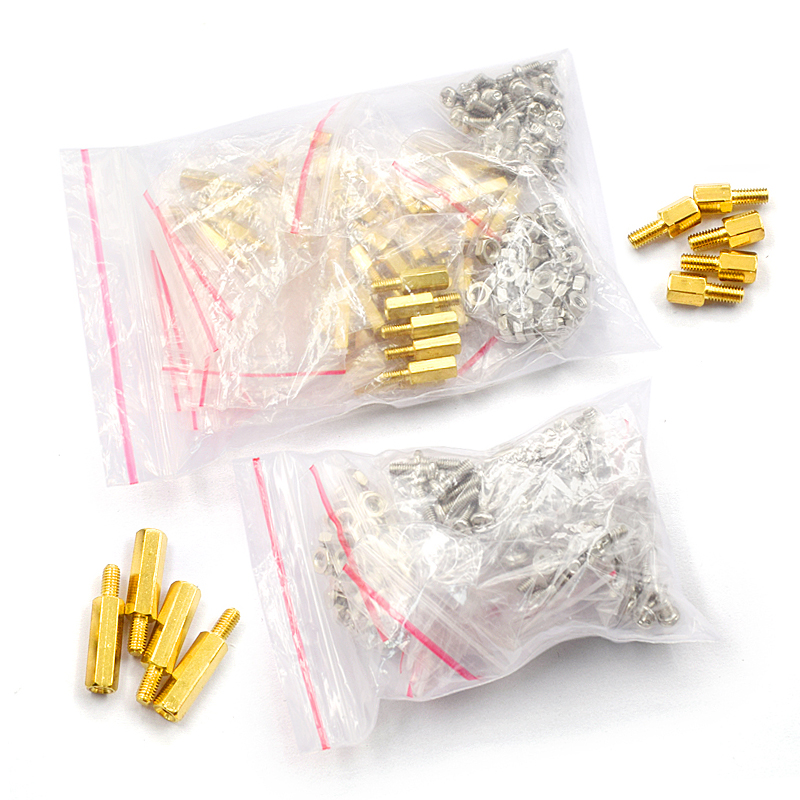 M3铜柱螺丝包9种 12种 M3*5 6 8 10 12 15+6 双通 螺母 圆头平头