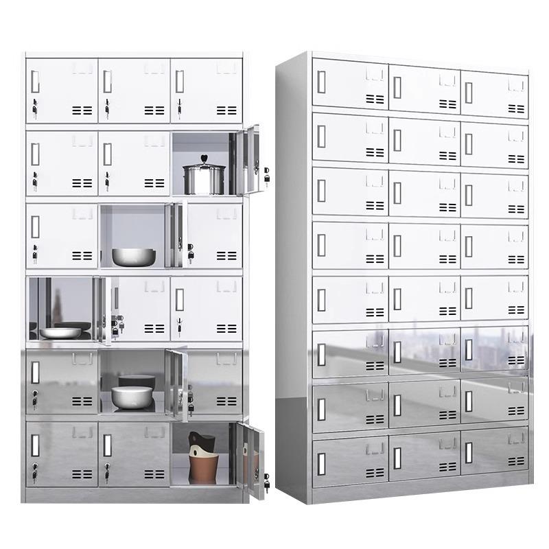 餐盘柜不锈钢多门碗筷饭盒员工餐具柜食堂碗柜餐厅商用多格储物柜