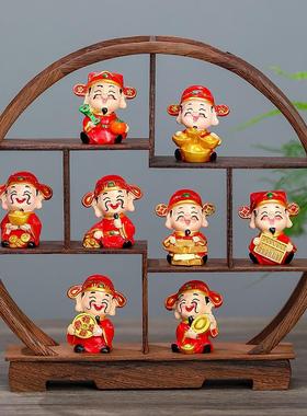 中式五路财神摆件财神爷古风办公室店铺家居客厅装饰乔迁开业摆件